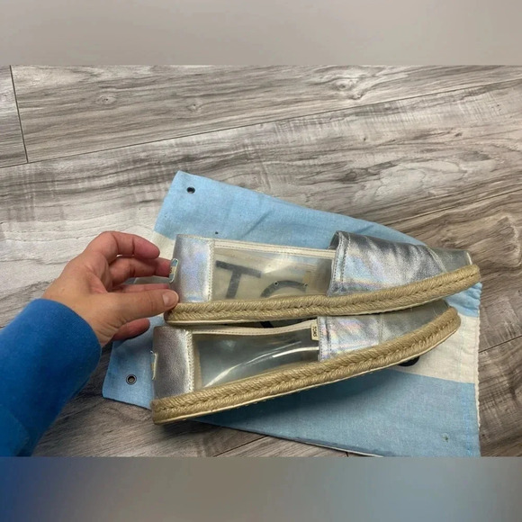 Toms Espadrilles Hologram Transparent Clear Silver Rope Wrapped Slip-On Size 9 - Picture 8 of 10